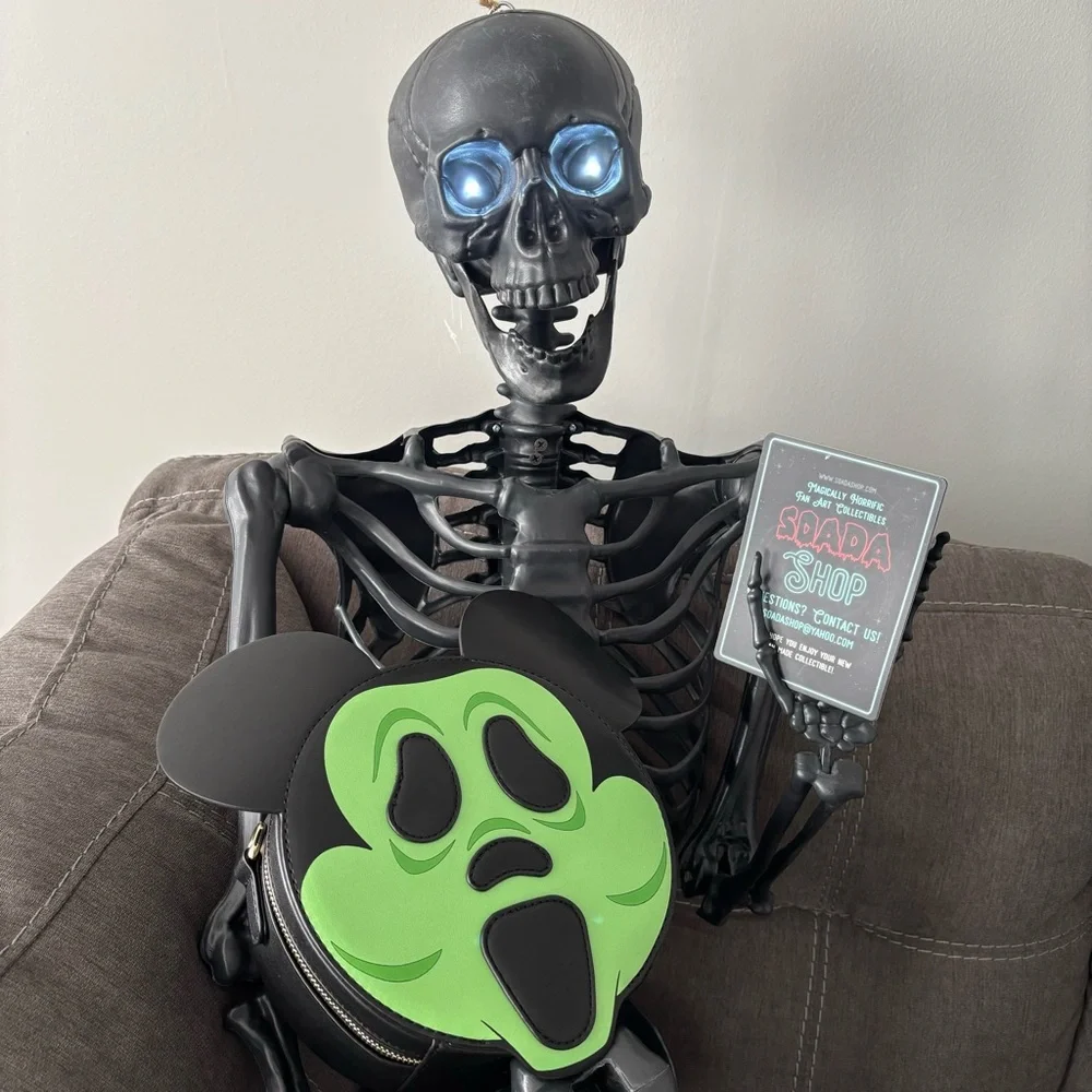 Magically Horrific SOADA Ghostface Mickey Mouse Green Face Crossbody Backpack - Picture 2 of 9